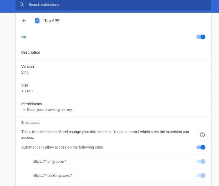 Image: Top APP Chrome extension