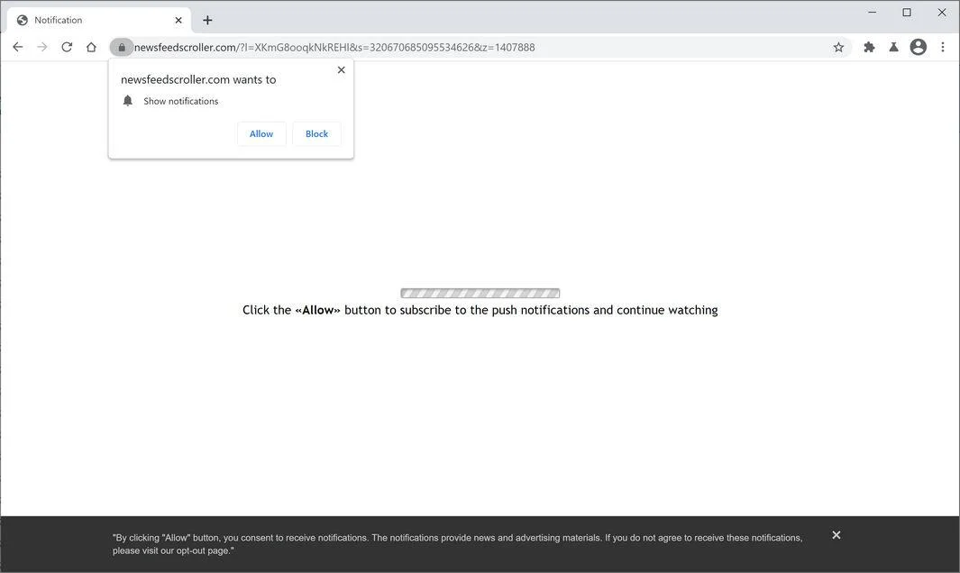 Remove Newsfeedscroller.com pop-up ads (Virus Removal Guide) 1 Image: Chrome browser is redirected to Newsfeedscroller.com