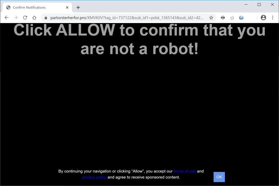 How to remove Partorsterherfor.pro pop-up ads (Virus Removal Guide) 1 Image: Chrome browser is redirected to Partorsterherfor.pro