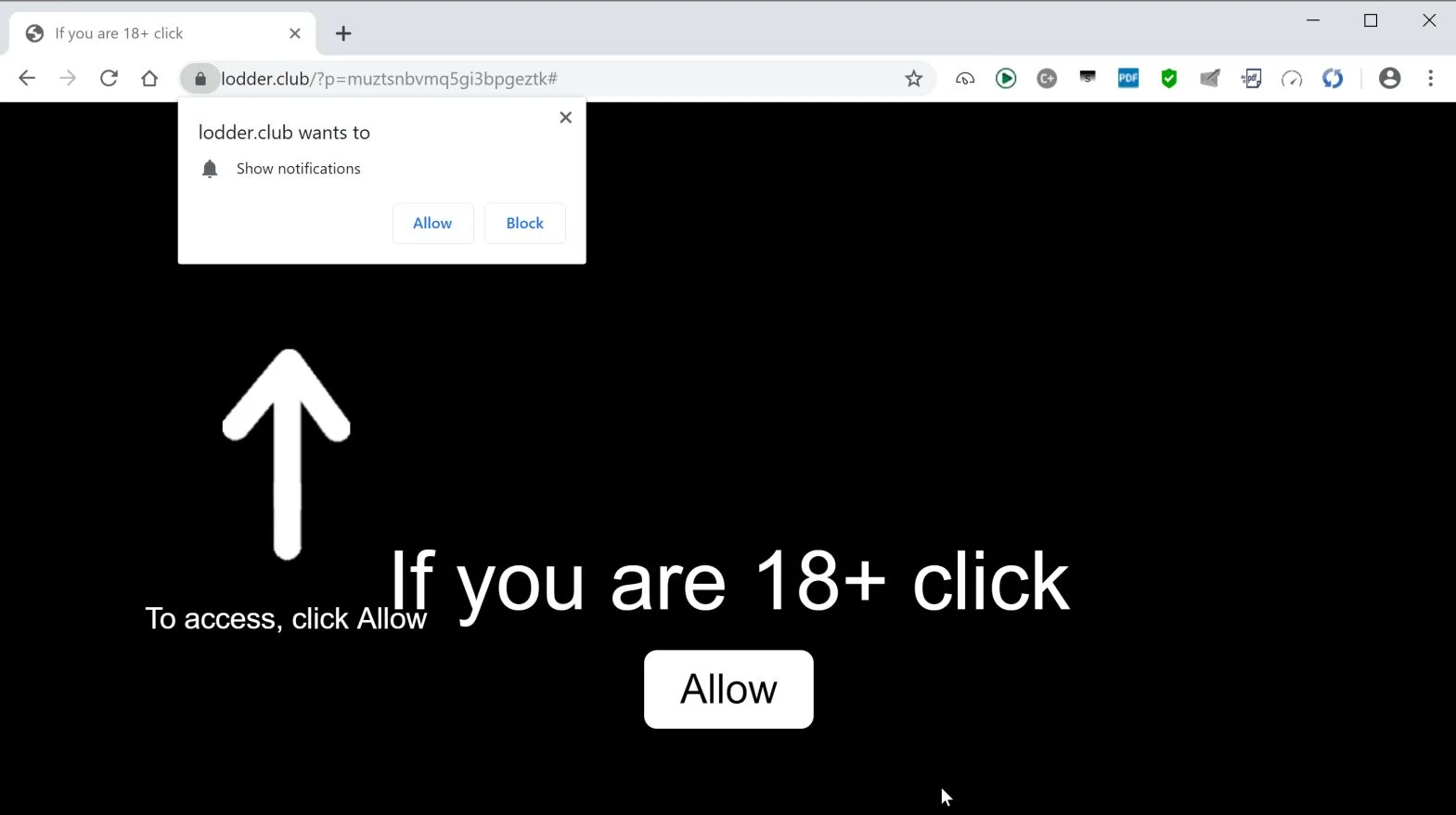 How to remove Lodder.club pop-up ads (Virus Removal Guide) 1 Image: Chrome browser is redirected to the Lodder.club site