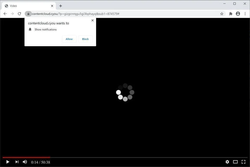 Image: Chrome browser is redirected to Contentcloud.cyou