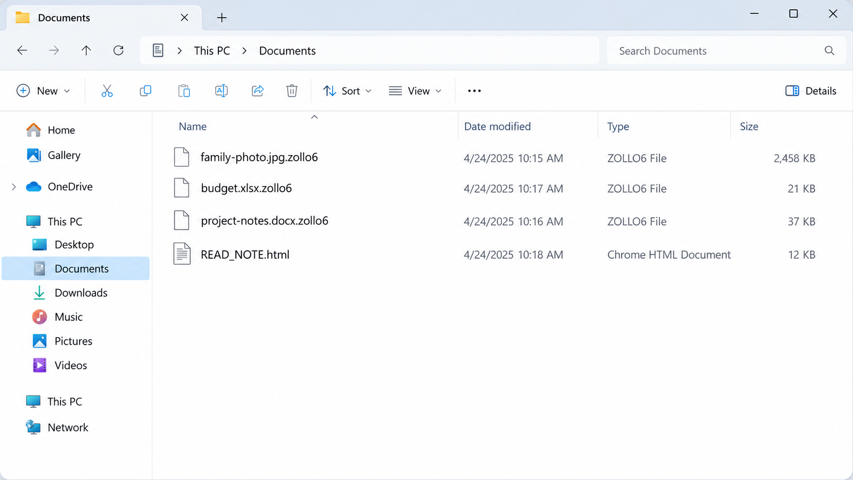 Zollo Ransomware Removal: .zollo6 Files, Ransom Note and Recovery Options 1 Illustrative file explorer with .zollo6 encrypted filenames and READ_NOTE.html