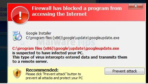 Picture of Windows Paramount Protection Firewall Alert