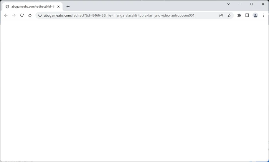 Image: Chrome browser is redirected to Abcgameabc.com