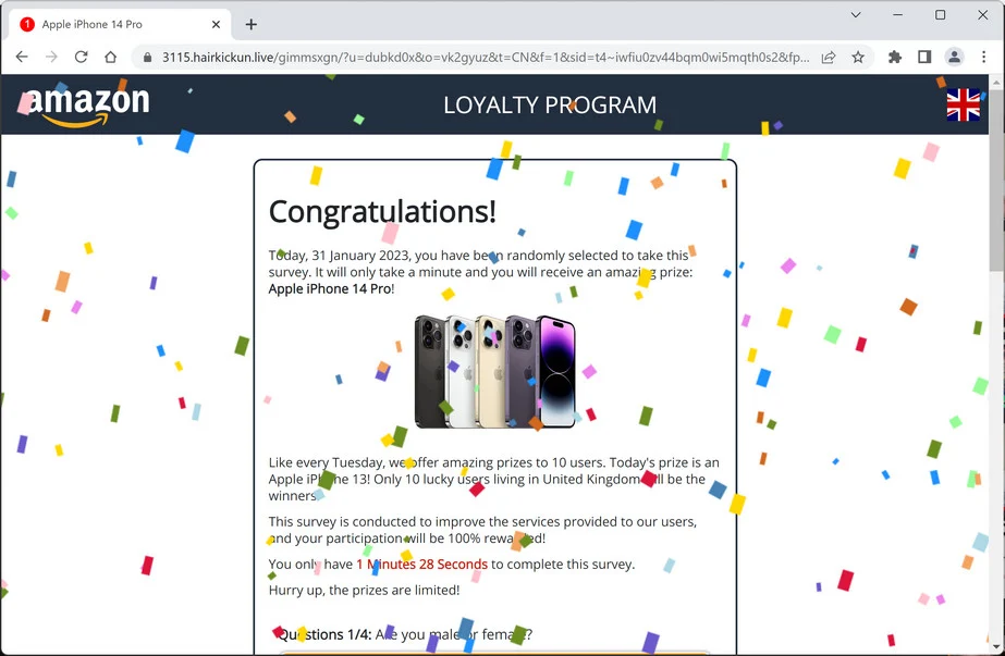Image: Hairkickun.live Survey Scam
