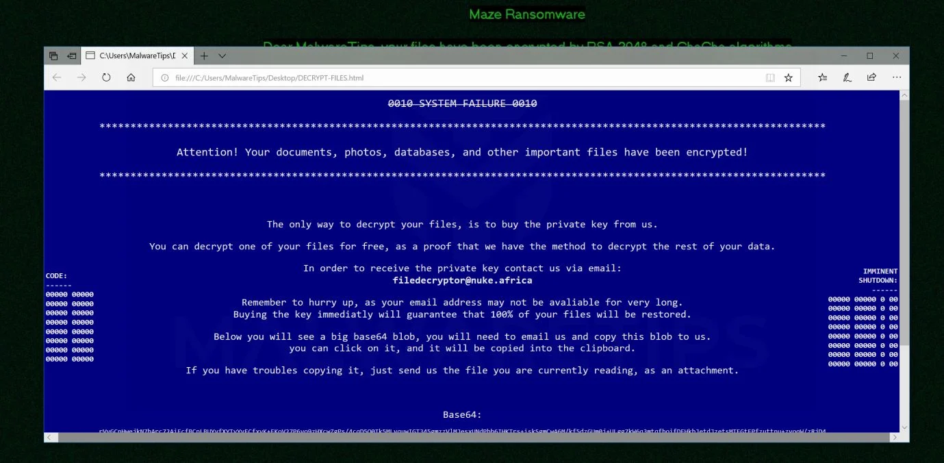 How to remove Maze Ransomware (Virus Removal Guide) 2 Image: DECRYPT-FILES.html ransom note