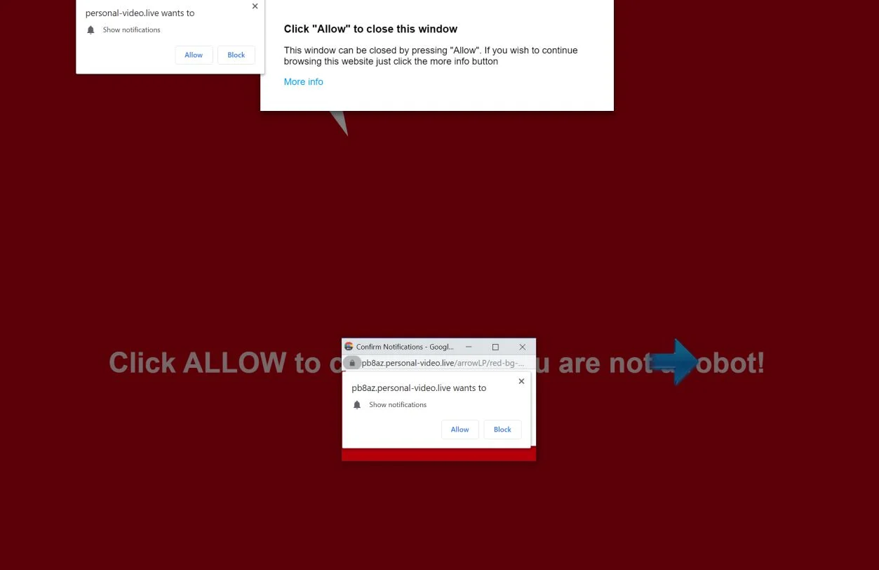 Image: Chrome browser is redirected to Personal-video.live