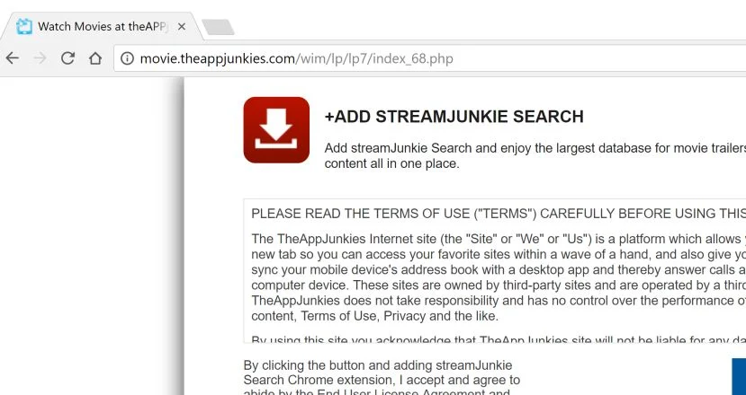 Movie.theappjunkies.com redirect Virus