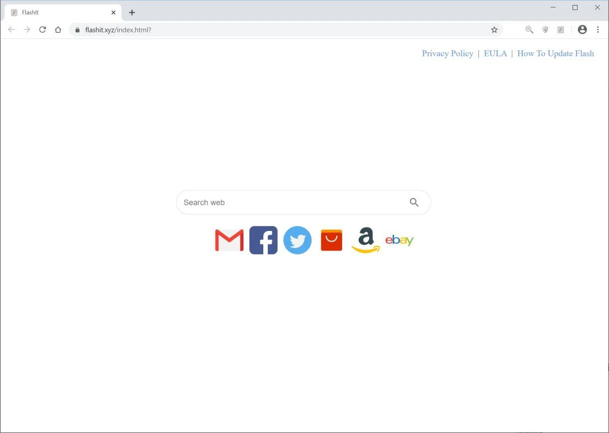 Image: Chrome browser is redirected to Flashit.xyz