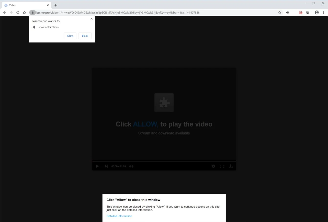 How to remove Lessmo.pro pop-up ads (Virus Removal Guide) 1 Image: Chrome browser is redirected to Lessmo.pro