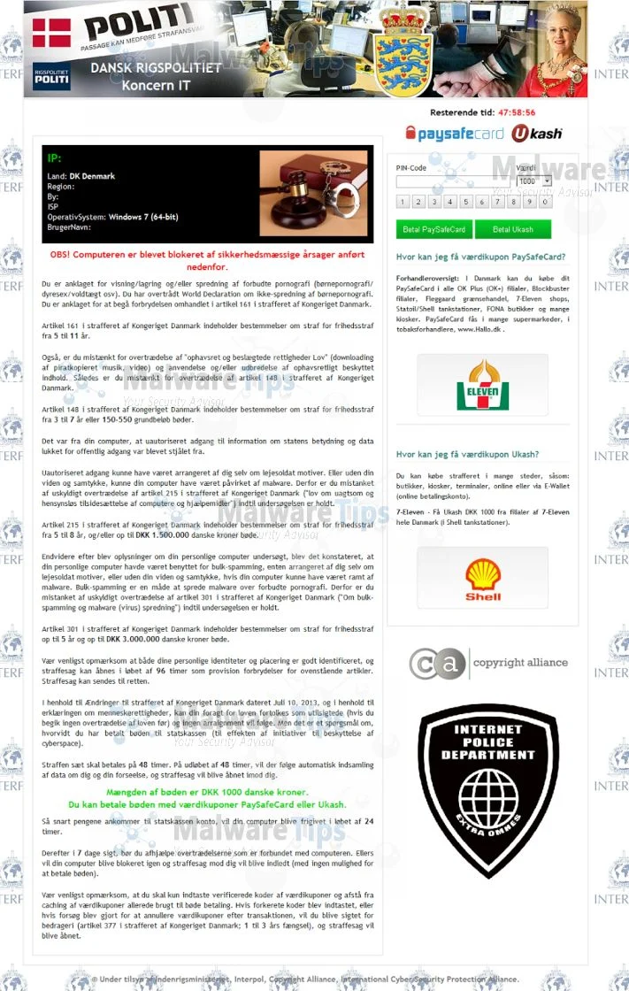 [Image: Dansk Rigspolitiet POLITI virus]