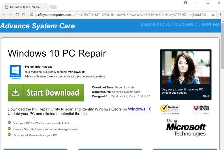 lp.efixyourcomputer.com redirect virus