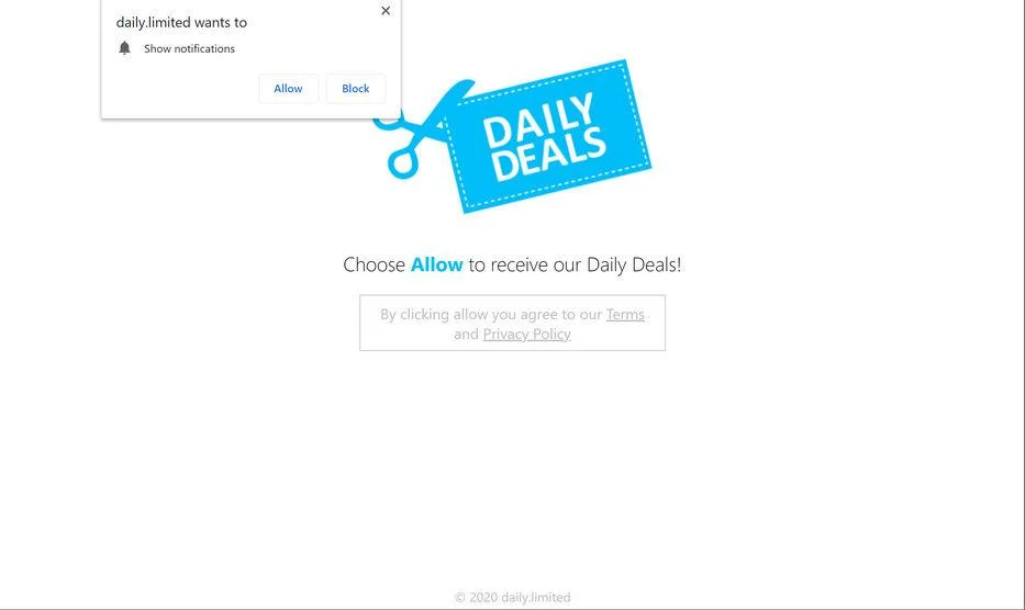Image: Chrome browser is redirected to Daily.limited