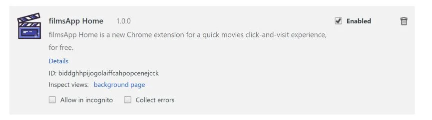 filmsApp Home redirect virus