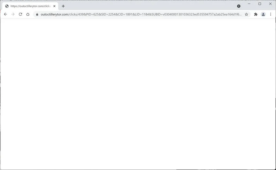 Image: Chrome browser is redirected to Outoctillerytor.com
