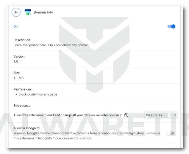 Image:  Domain Info Chrome extension