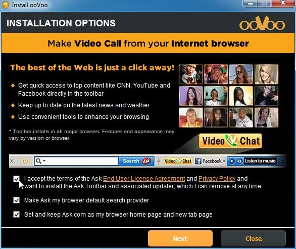 [Image: OoVoo Toolbar installation]