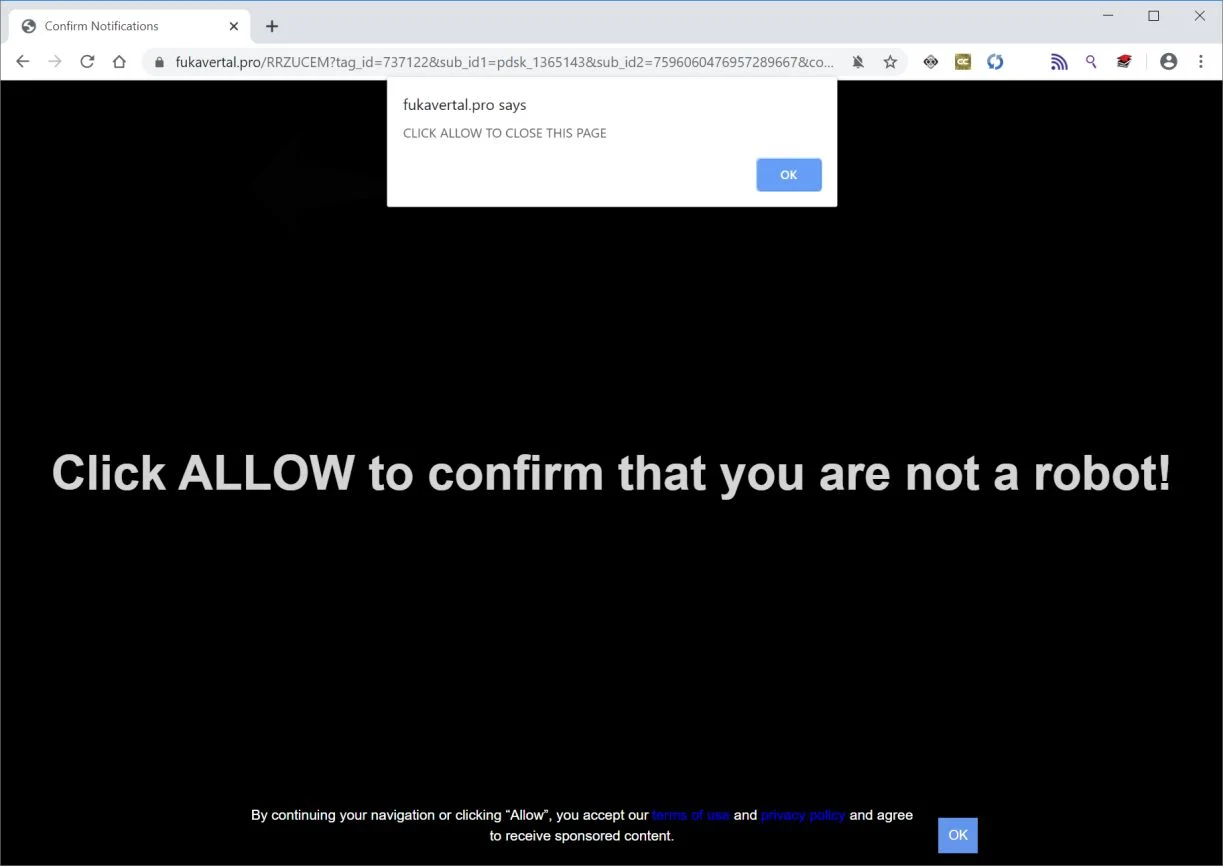 How to remove Fukavertal.pro pop-up ads (Virus Removal Guide) 1 Image: Chrome browser is redirected to Fukavertal.pro