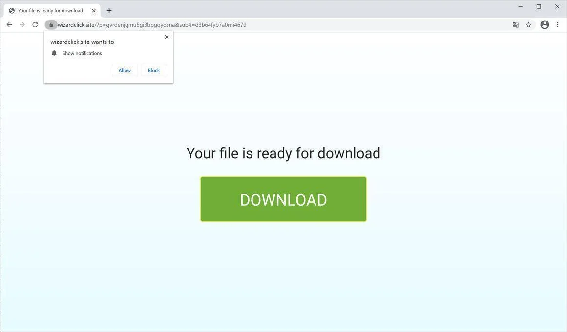 Remove Wizardclick.site pop-up ads (Virus Removal Guide) 1 Image: Chrome browser is redirected to Wizardclick.site