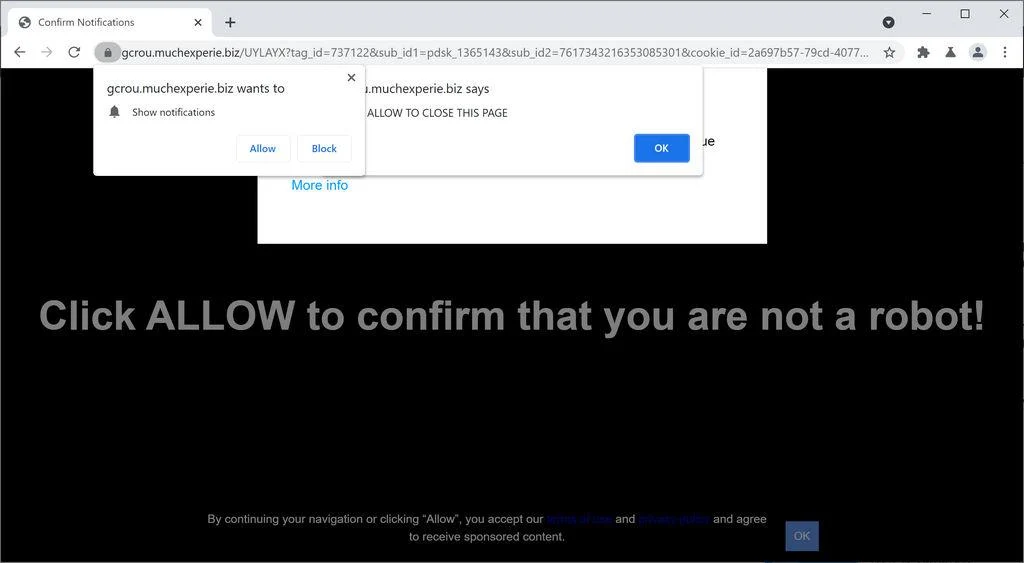 Remove Muchexperie.biz pop-up ads (Virus Removal Guide) 1 Image: Chrome browser is redirected to Muchexperie.biz