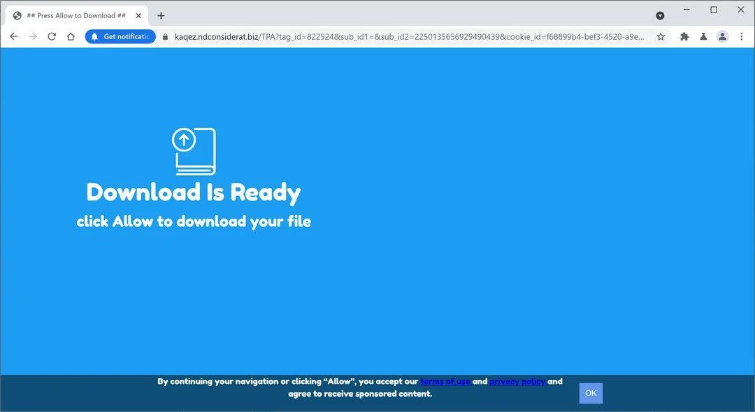 Image: Chrome browser is redirected to Ndconsiderat.biz