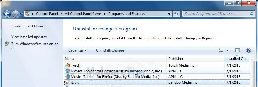 [Image: Uninstall Movies Toolbar from Windows]