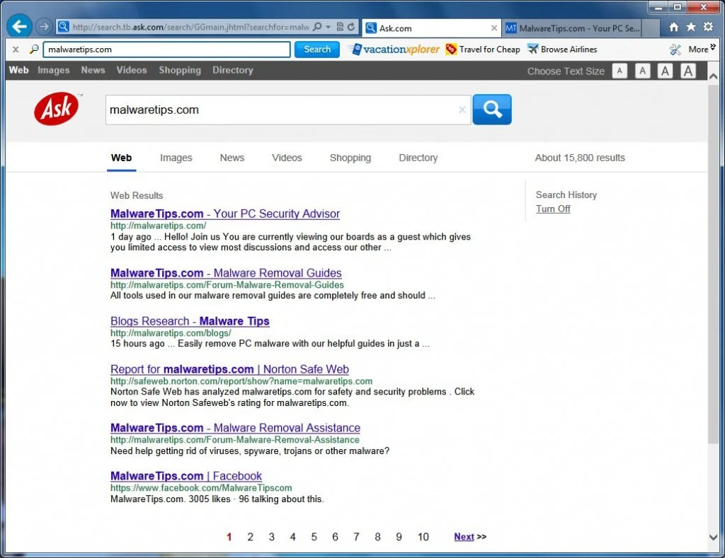 Image: Chrome browser is redirected to Search.ask.com