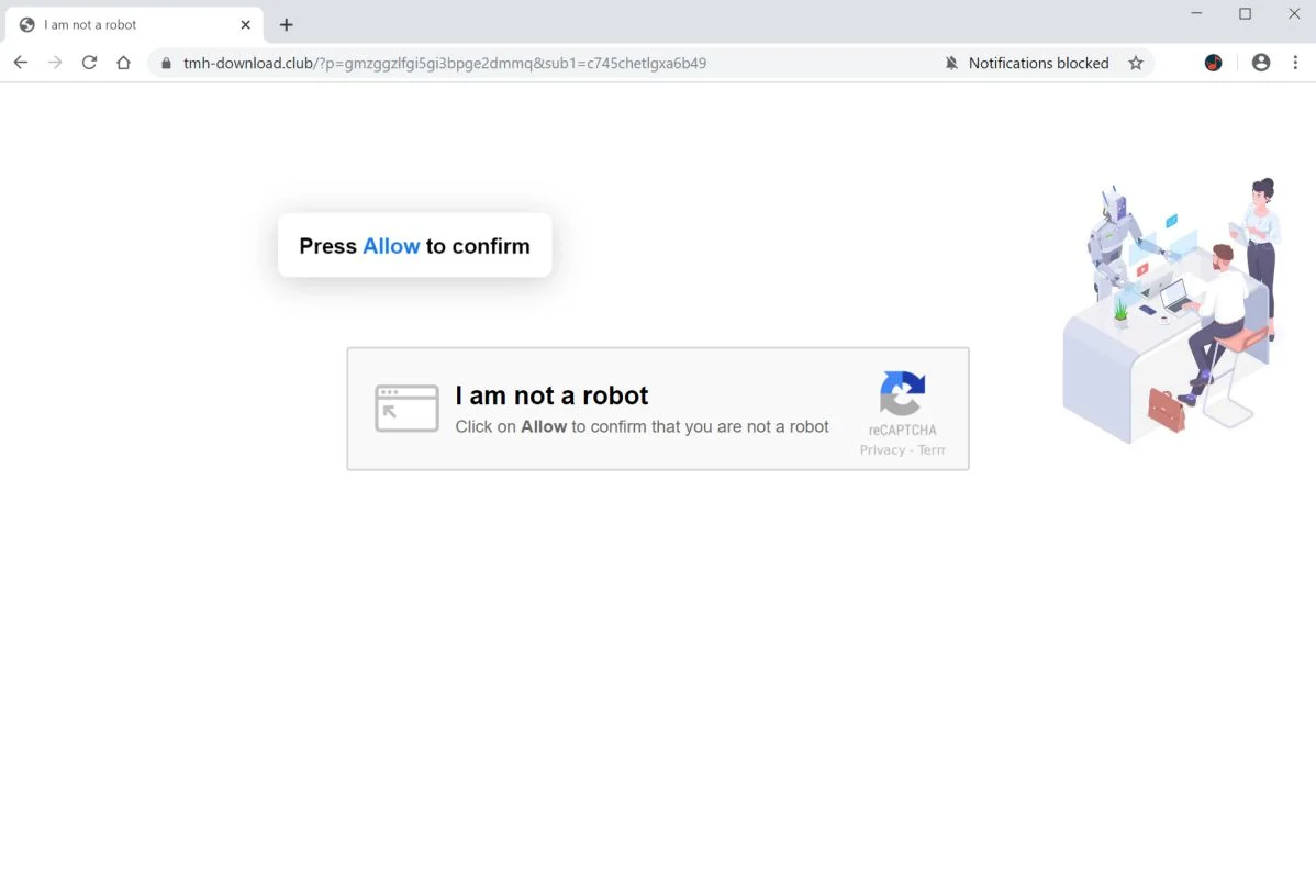 Image: Chrome browser is redirected to Tmh-download.club