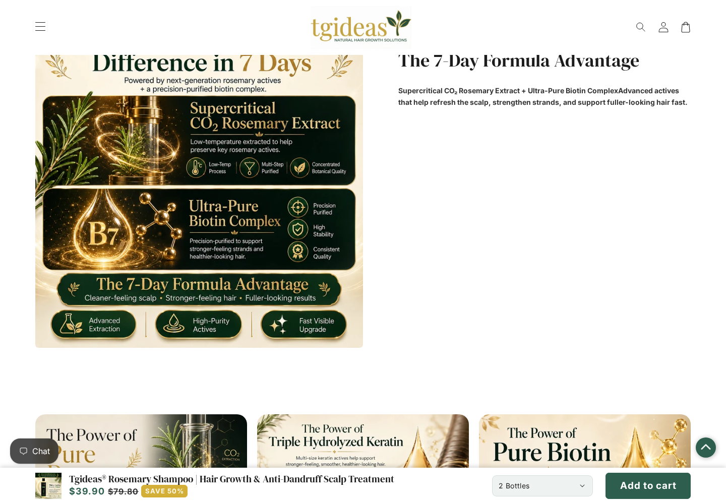 Tgideas Rosemary Shampoo Review: Hair Claims, Refills and Refund Details 1 Tgideas Rosemary Shampoo sales page showing its product presentation and hair appearance claims