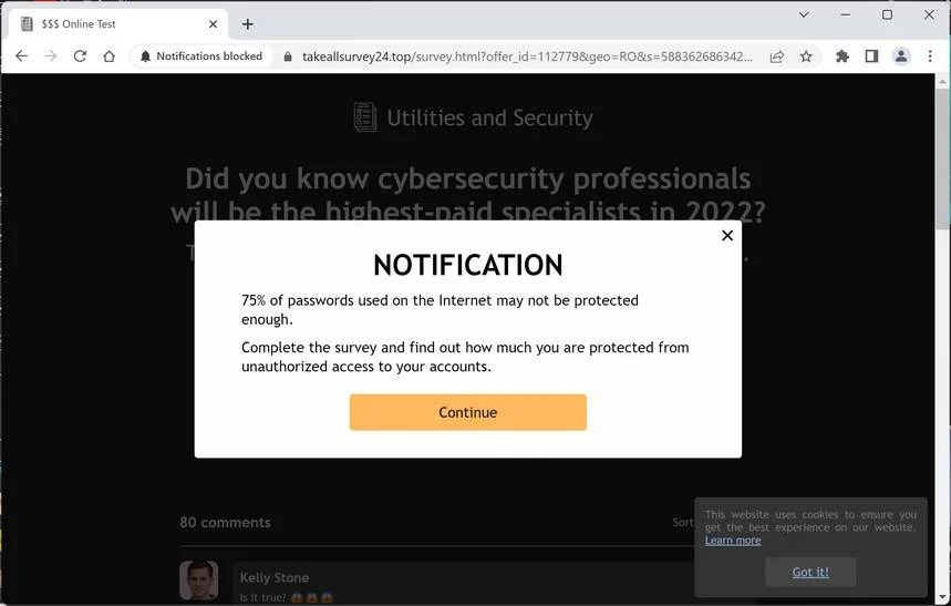 Image: Chrome browser is redirected to Takeallsurvey24.top