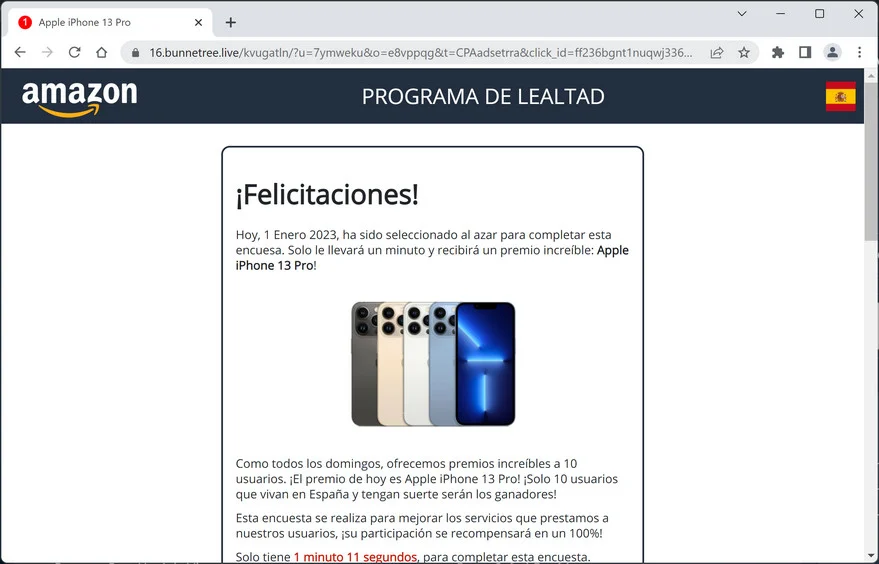 Image: Bunnetree.live Fake Amazon Loyalty Program Survey