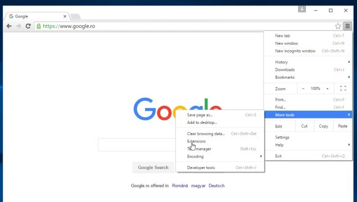 Extensions in Google Menu Google extensions