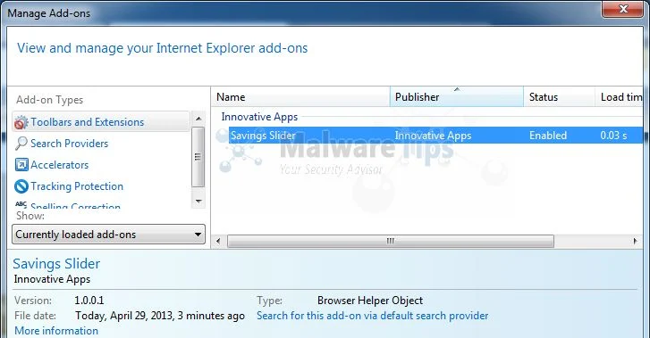 [Image: Savings Slider Internet Explorer extension]
