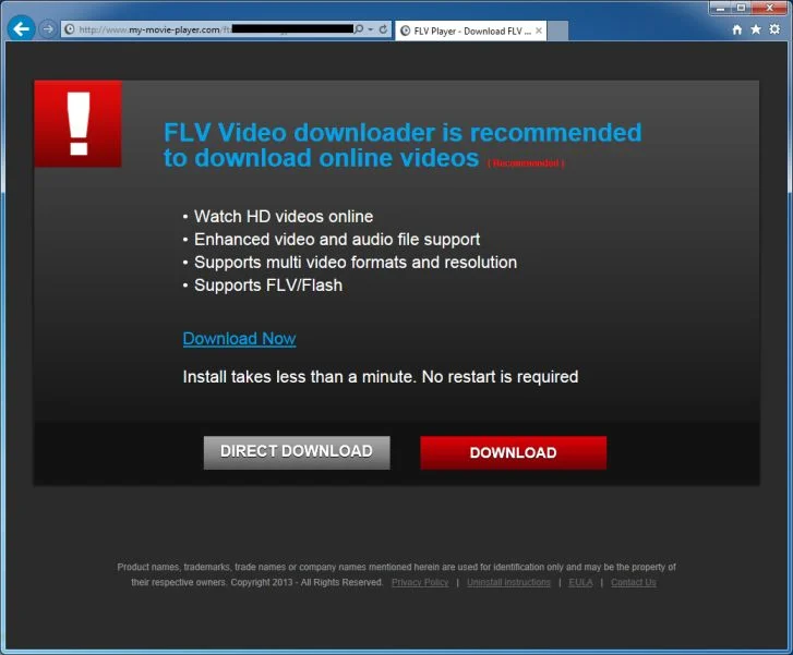 [Image: My-Movie-Player.com pop-up virus]