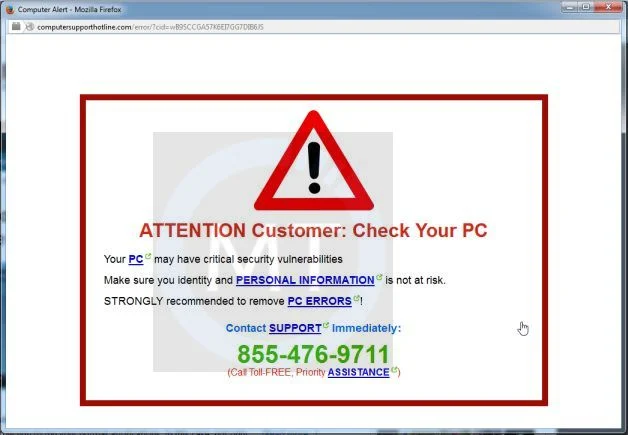 Attention Customer: Check Your PC pop-up virus Attention Customer: Check Your PC virus