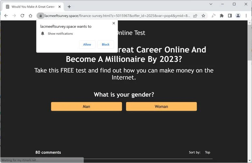 Lacmeeftsurvey.space ad