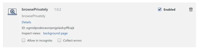 browsePrivately 1.0.2 Chrome Extension Virus