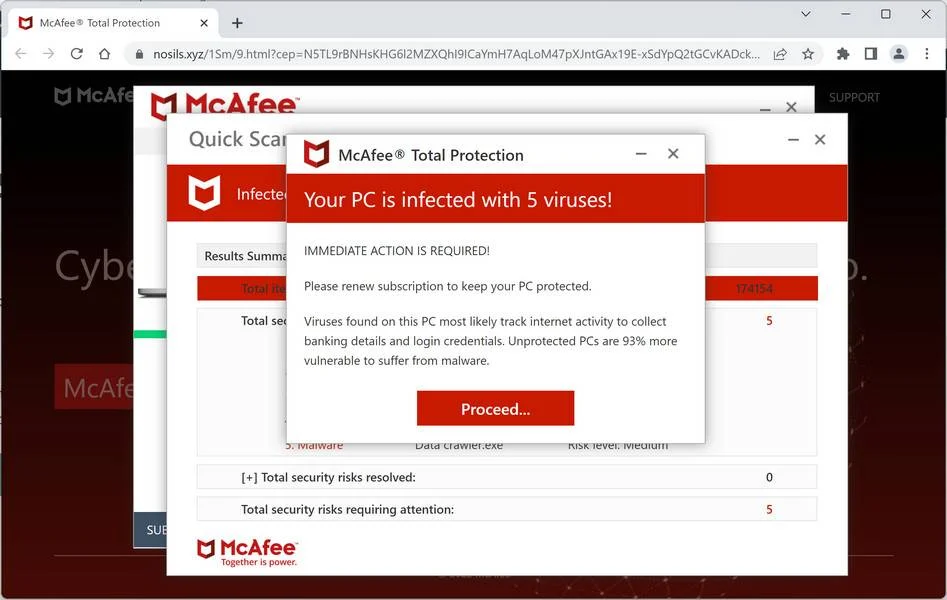 Image: Nosils.xyz Fake Antivirus Scan