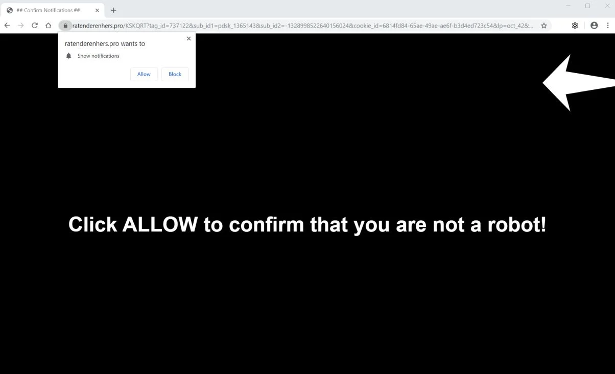 Image: Chrome browser is redirected to Ratenderenhers.pro