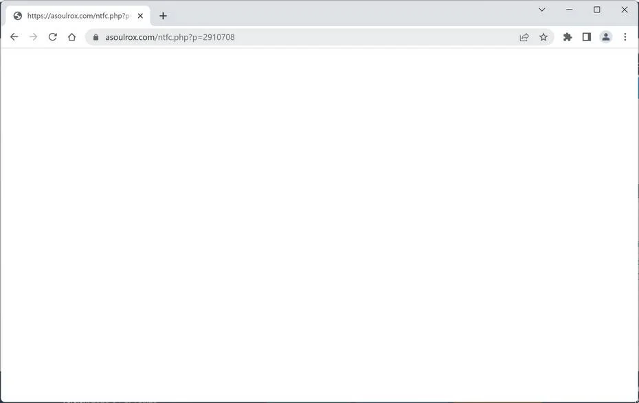 Image: Chrome browser is redirected to Asoulrox.com