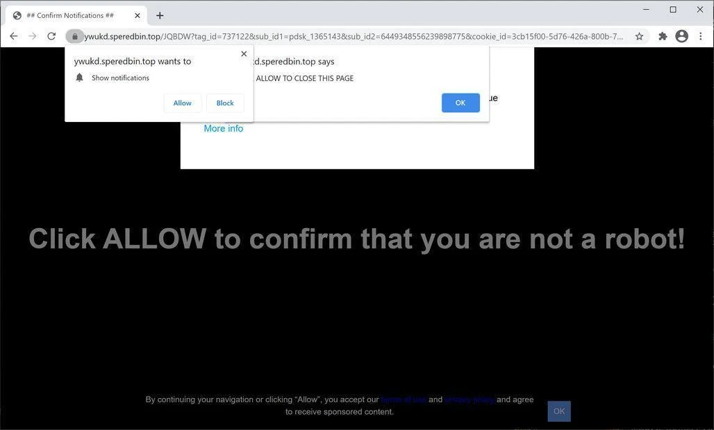 Remove Speredbin.top pop-up ads (Virus Removal Guide) 1 Image: Chrome browser is redirected to Speredbin.top