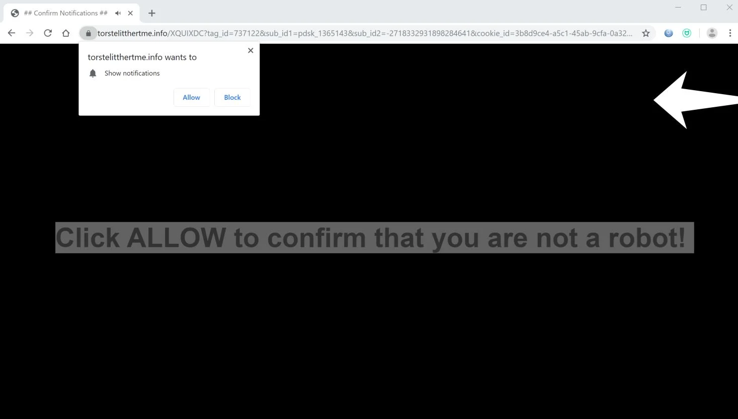 How to remove Torstelitthertme.info pop-up ads (Virus Removal Guide) 1 Image: Chrome browser is redirected to Torstelitthertme.info