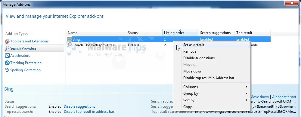 [Image: Privitize Search redirect virus]