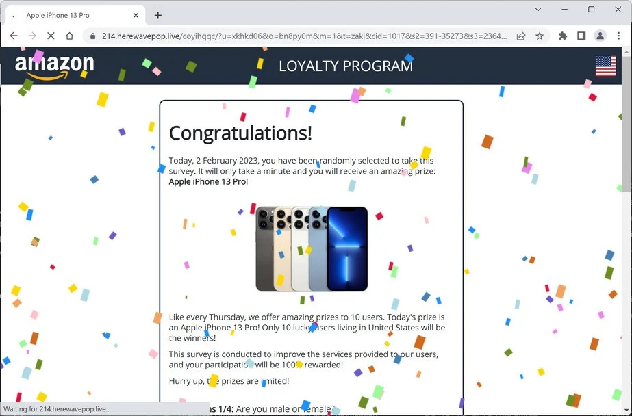 Image: Herewavepop.live Survey Scam