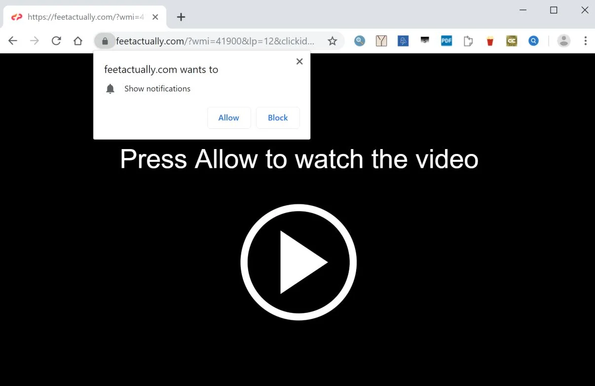 How to remove Feetactually.com pop-up ads (Virus Removal Guide) 1 Image: Chrome browser is redirected to the Feetactually.com site