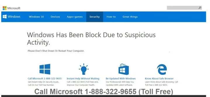 Windows has been block due to suspicious activity Virus