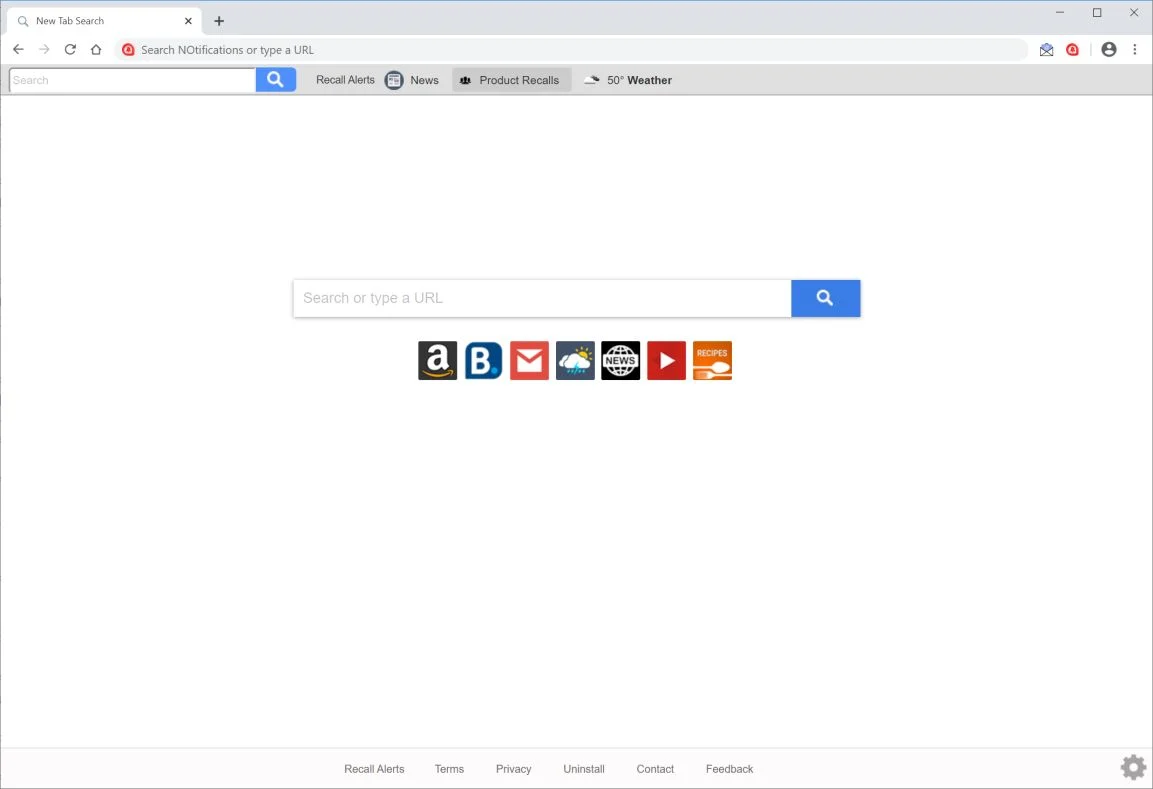 Remove Search.recallalertstab.com redirect (Virus Removal Guide) 1 Image: Chrome browser is redirected to Search.recallalertstab.com