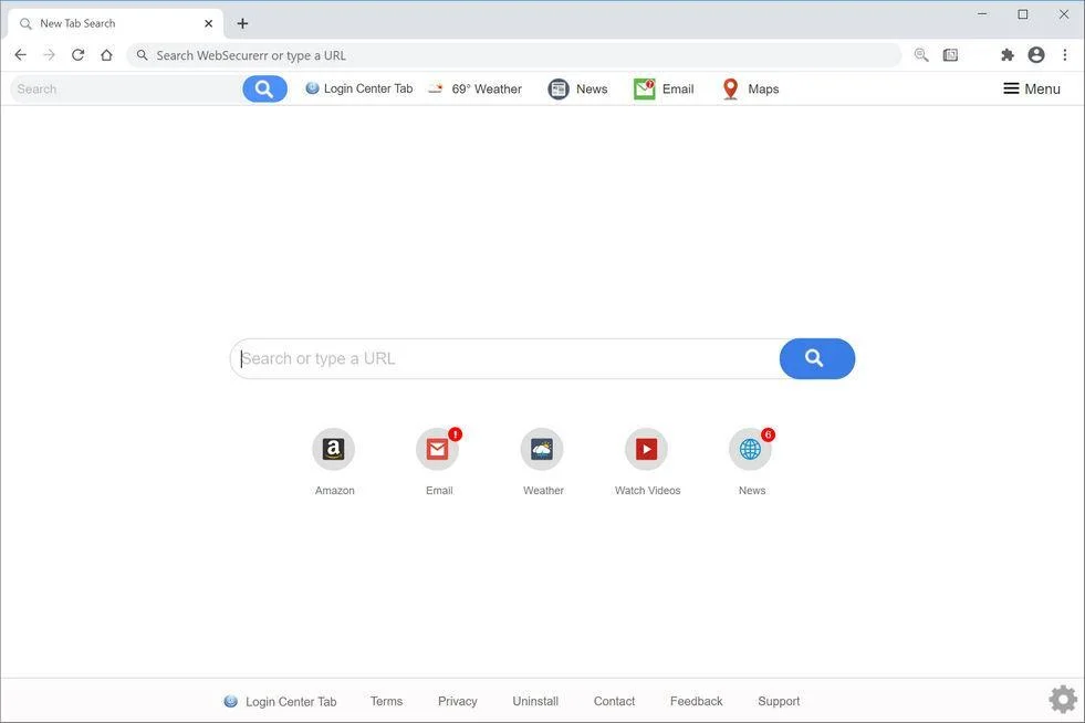 Image: Chrome browser is redirected to Login Center Tab
