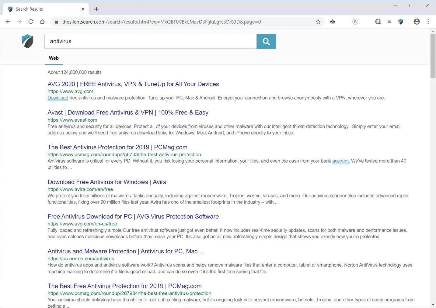 Image: Chrome browser is redirected to Thesilentsearch.com