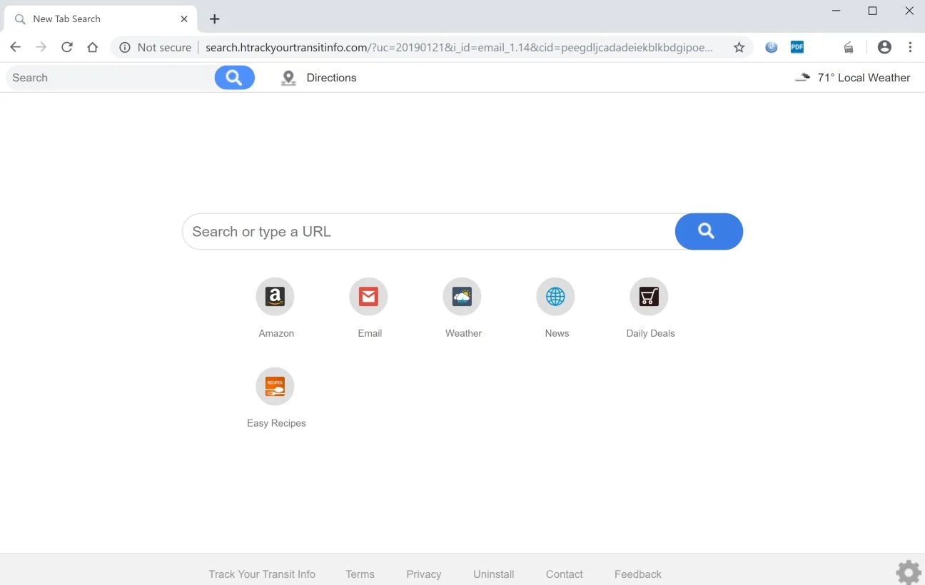 How to remove Track Your Transit Info redirect (Virus Removal Guide) 1 Image: Google Chrome is redirected to Track Your Transit Info New Tab